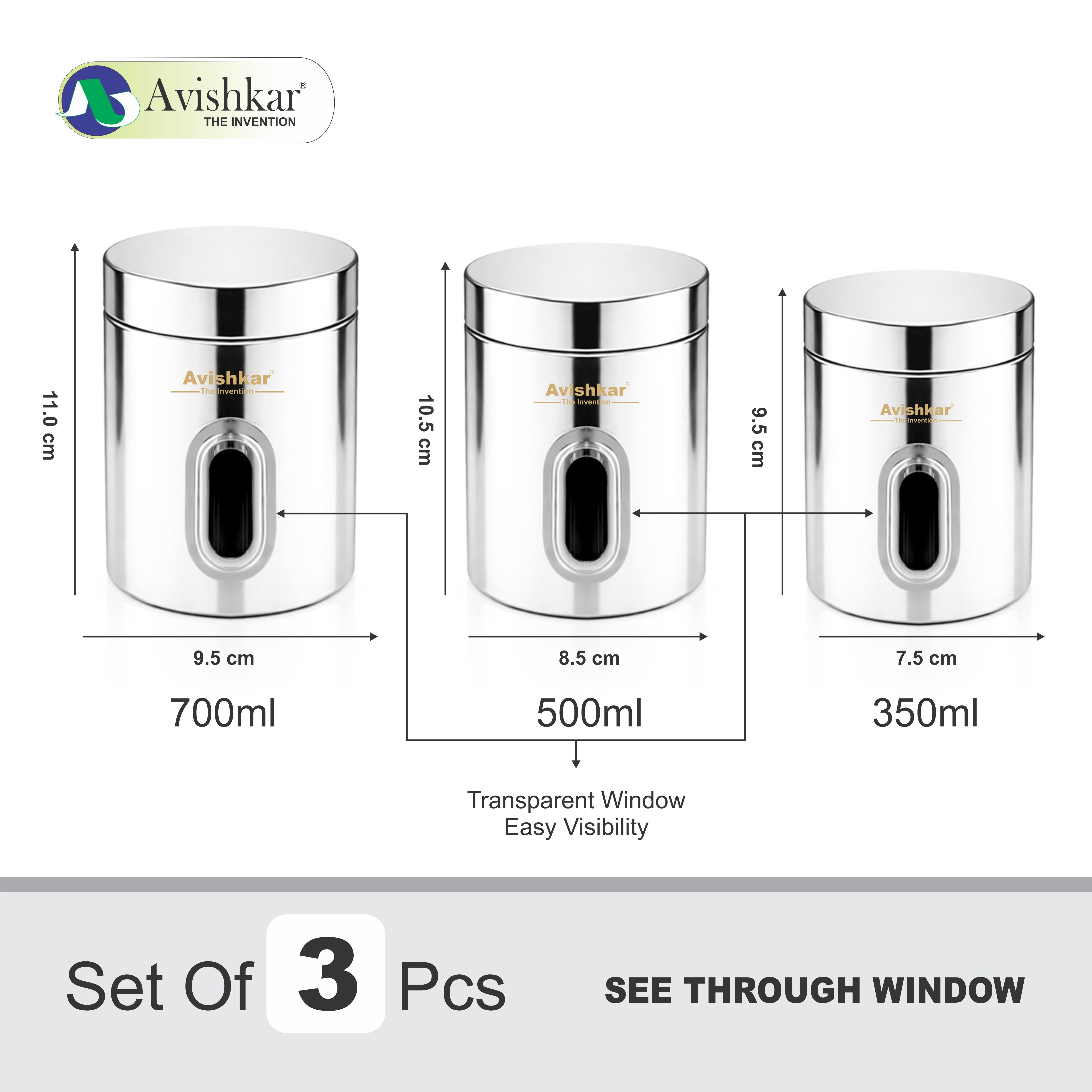 High Grade Stainless Steel See Through Set Of 3