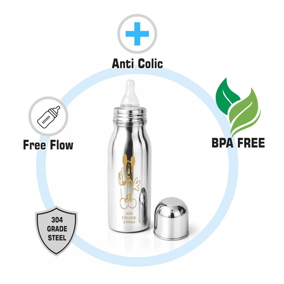 304 Grade Stainless Steel Anti colic Leak Proof feeding bottle
