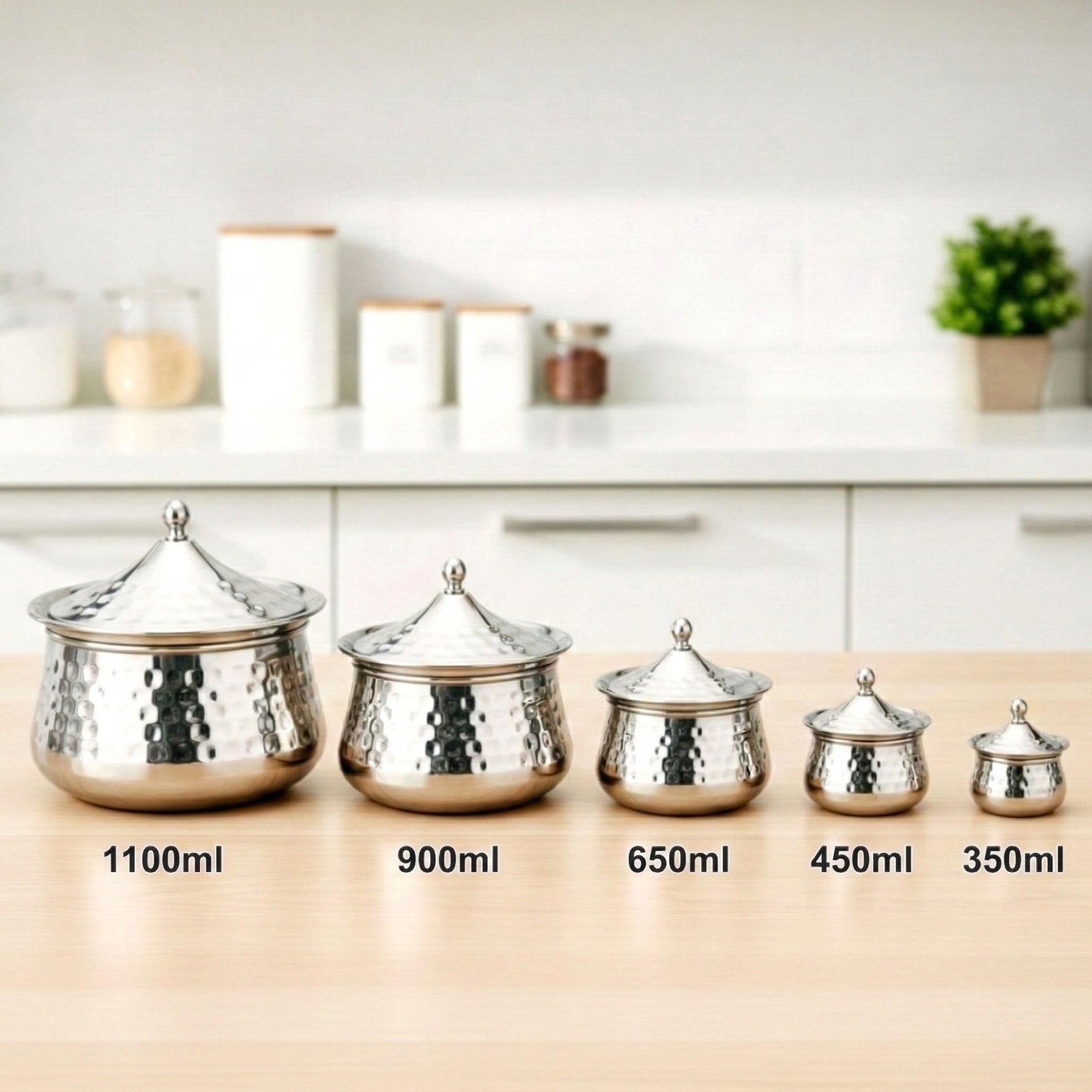 High Grade Stainless Steel Crystal Handi Set Of 5