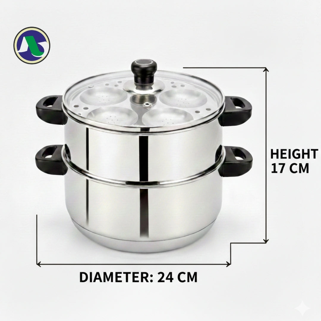 High Grade Stainless Steel Multipurpose 2 tier 15 idli Steamer 