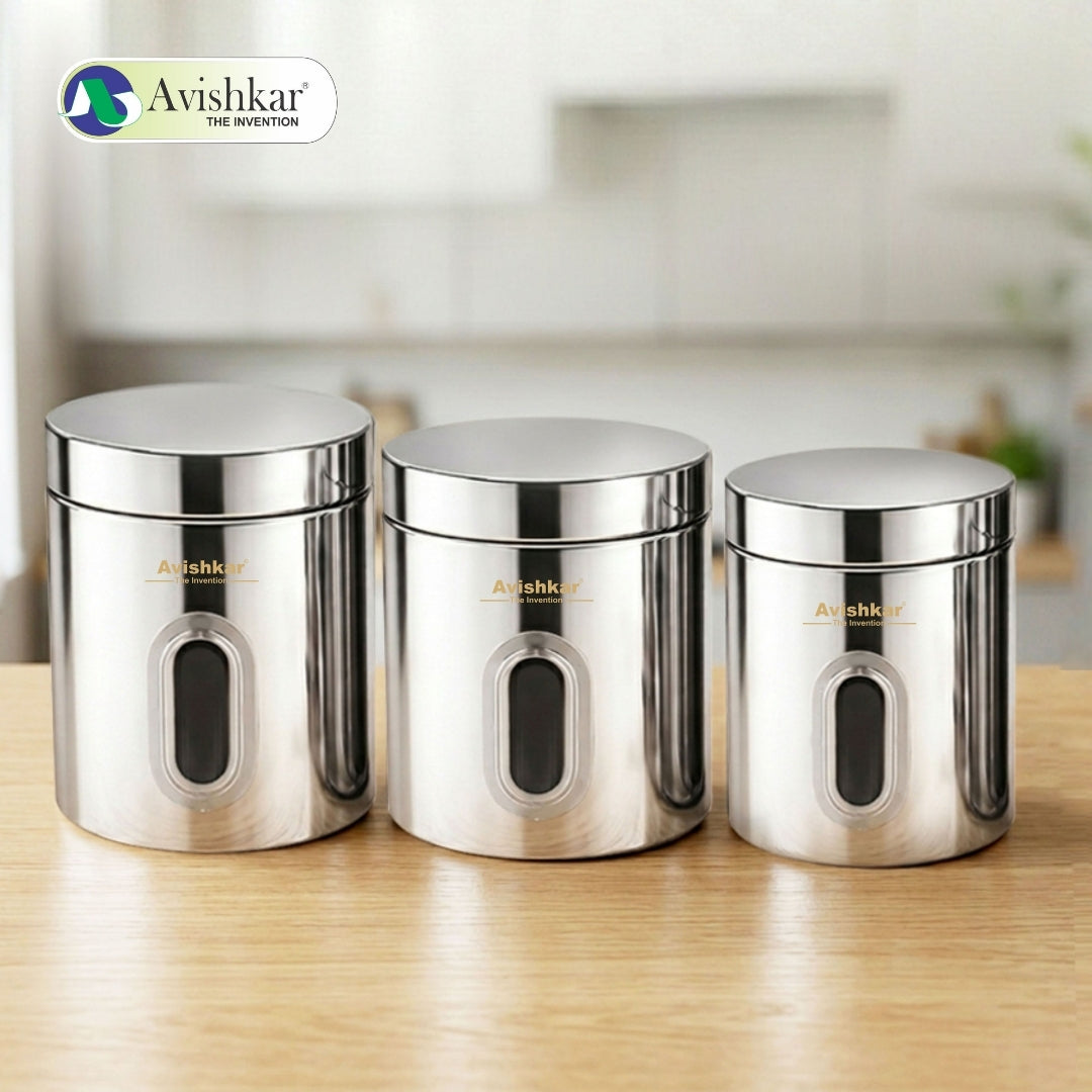 High Grade Stainless Steel Cannister See Through